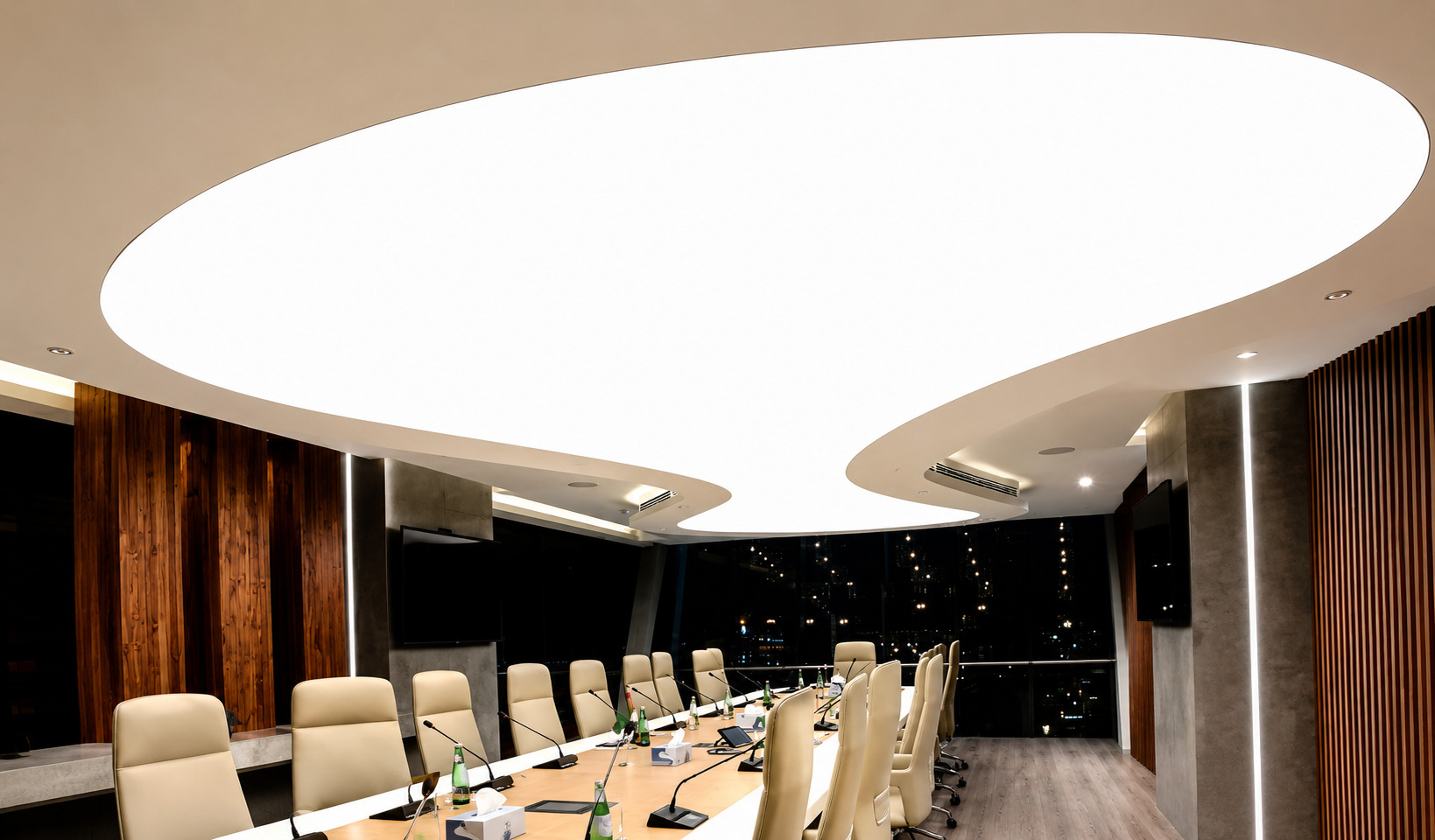 The installed ceiling in the finished space